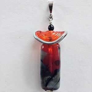 Vintage Murano Art Glass Sterling Silver Pendant